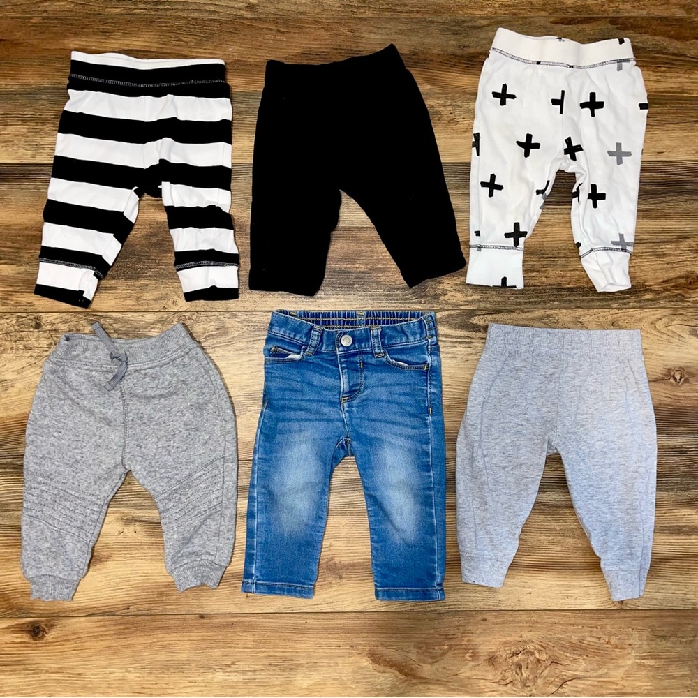 lot bundle of 6 baby boy pants - size 3-6 months